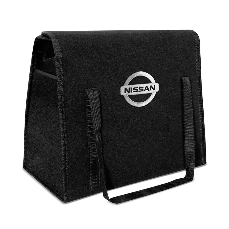 Bolsa Organizadora Porta Malas Logo Nissan Carpete Preto 20 Litros - R Acoustic