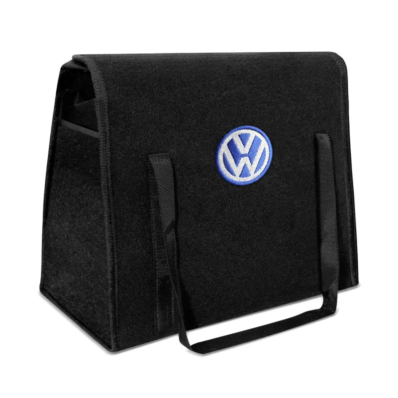 Bolsa Organizadora Porta Malas Logo Volkswagen Carpete Preto 20 Litros - R Acoustic