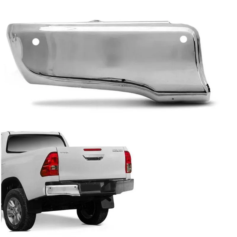 Ponteira De Parachoque Traseiro Hilux 2016 A 2023 Lado Esquerdo Cromado Com Furo