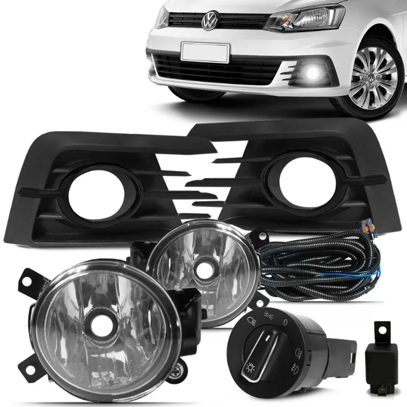 Kit Farol de Milha Volkswagen Gol e Voyage G7 2016 a 2018 Auxiliar Neblina Botão Original