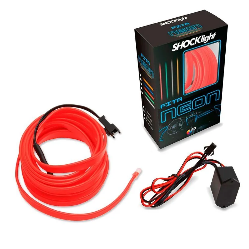 Fita Led Neon Vermelha Interior 1 Metros 12v Shocklight