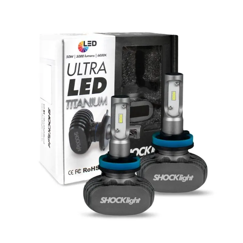 Kit Lâmpadas Ultra Led H11 Titanium 6000k Lumens 50w 12v