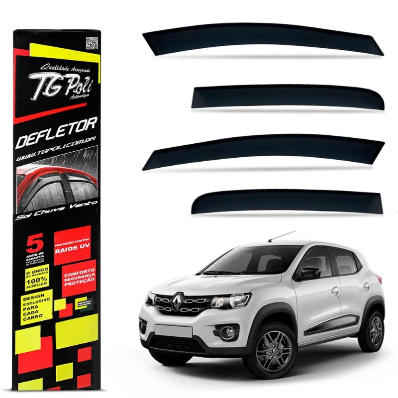 Calha de Chuva Kwid 2018 a 2025 Inteiriça Slim Acrílico Fumê Tgpoli