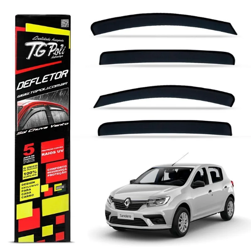 Calha De Chuva Sandero 2015 A 2025 Stepway 2024 2025 Acrílico Fumê