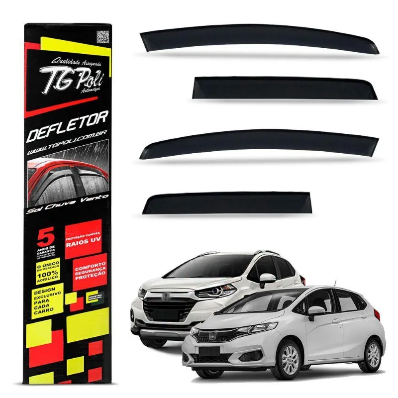 Calha De Chuva Fit 2015 A 2021 E Wr-v 2017 A 2021 Inteiriça Acrílico Fumê Tgpoli
