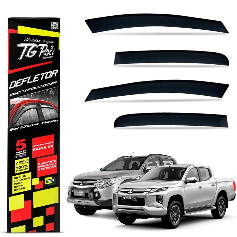 Calha De Chuva L200 Triton Sport 2017 A 2025 Outdoor 2020 A 2025 Acrílico Fumê