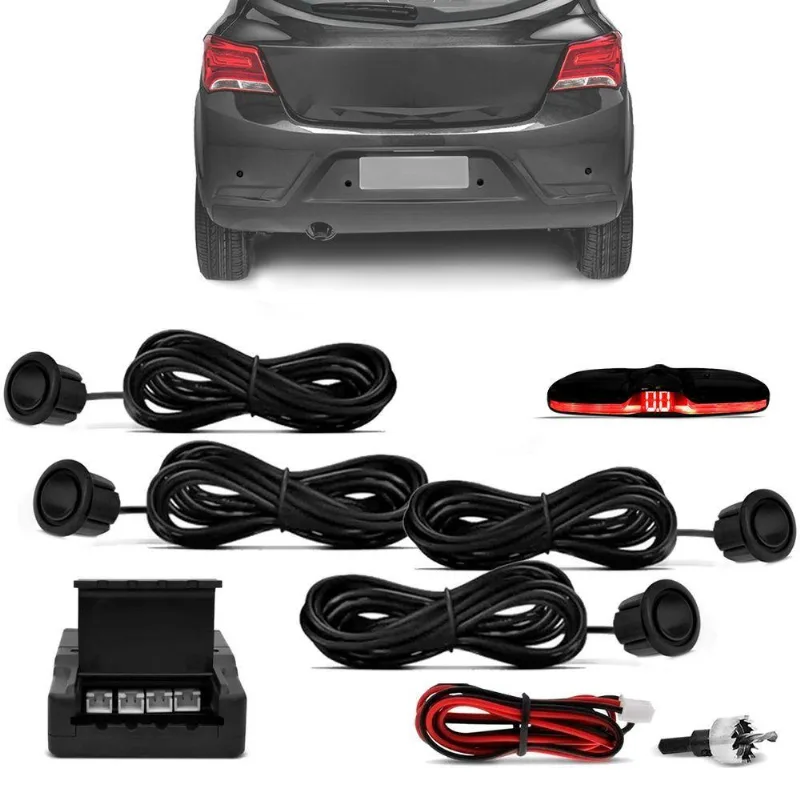 Sensor De Estacionamento Ré Preto Fosco 4 Pontos 18mm Kx3
