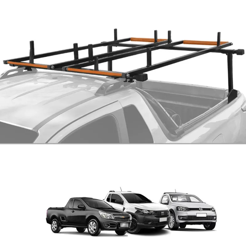 Rack Suporte Porta Escadas Com Rolete Universal Preto para Strada, Saveiro, Toro, Montana e Oroch
