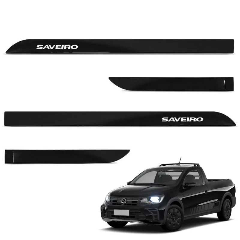 Jogo De Friso Lateral Saveiro 2021 A 2024 Preto Ninja