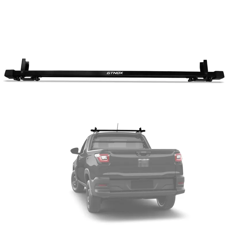 Rack Travessa de Teto Strada Saveiro Toro Montana Oroch 1,30m Aço Preto - Gtnox