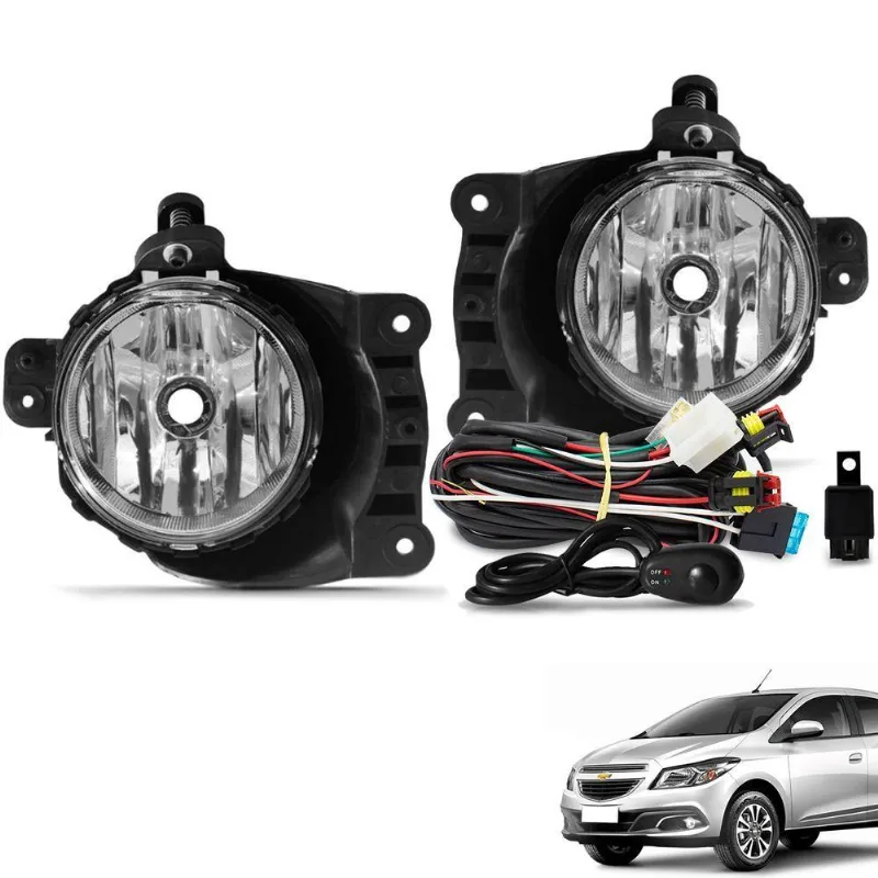 Kit Farol De Milha Onix Prisma Cobalt Spin Sonic Botão Universal