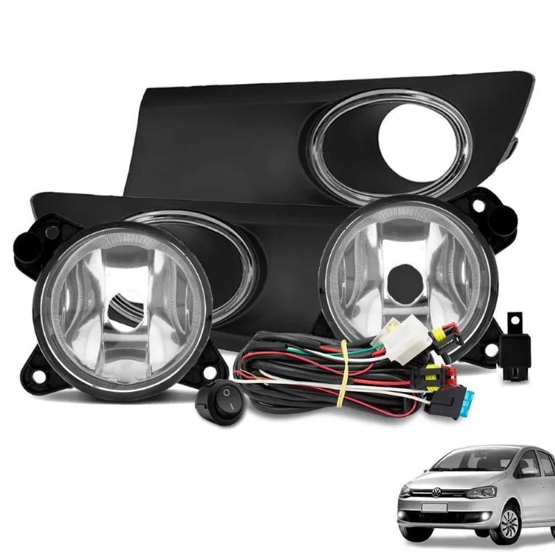Kit Farol De Milha Fox 2010 A 2013 Botão Tic Tac E Moldura