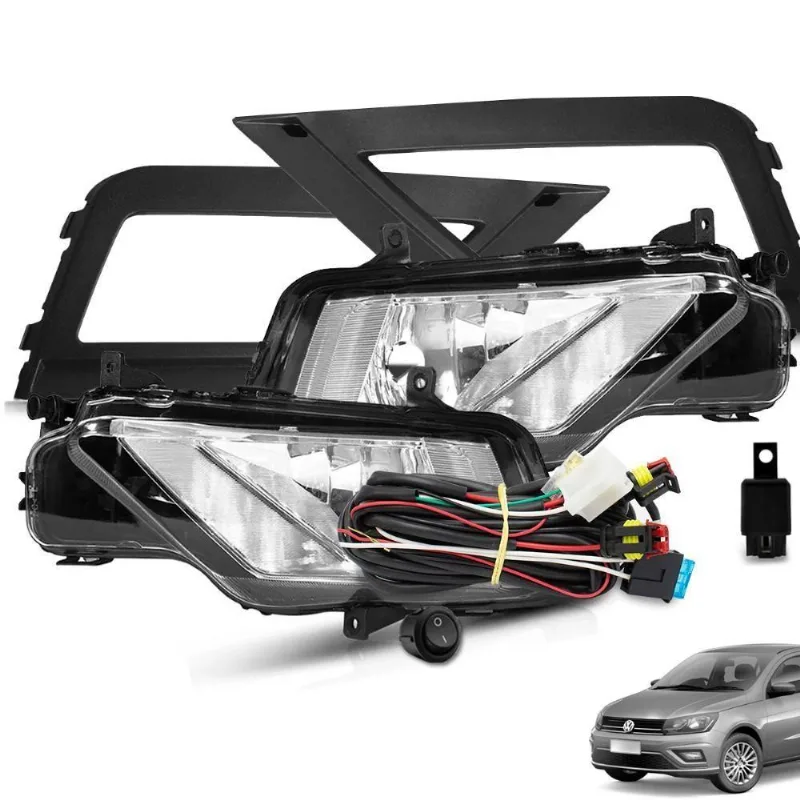 Kit Farol De Milha Gol Voyage G8 Saveiro G7 Botão Tic Tac Moldura