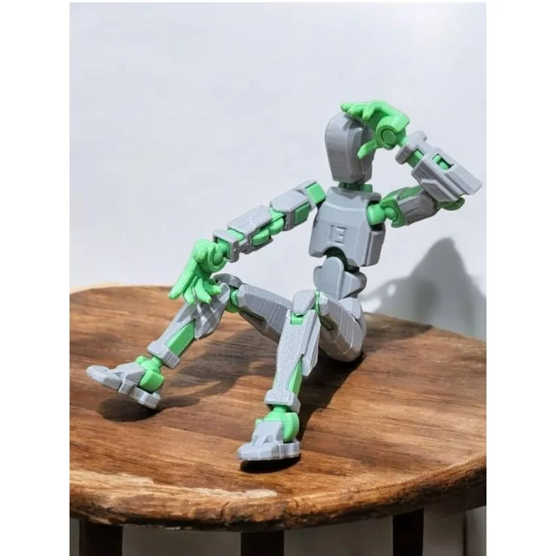 Impressão Em 3D Figura Dummy 13 Boneco Montagem Modelo 14 CM Brinquedos Articulado Cinza/Verde -ENVIO EM 24 HORAS