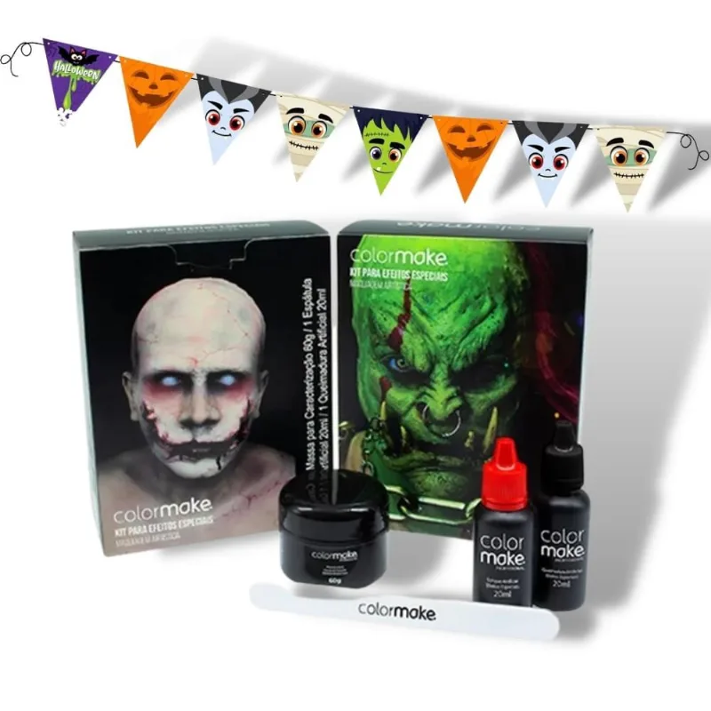 Maquiagem Artística Ferida Falsa Terror Com Bandeirinhas Halloween