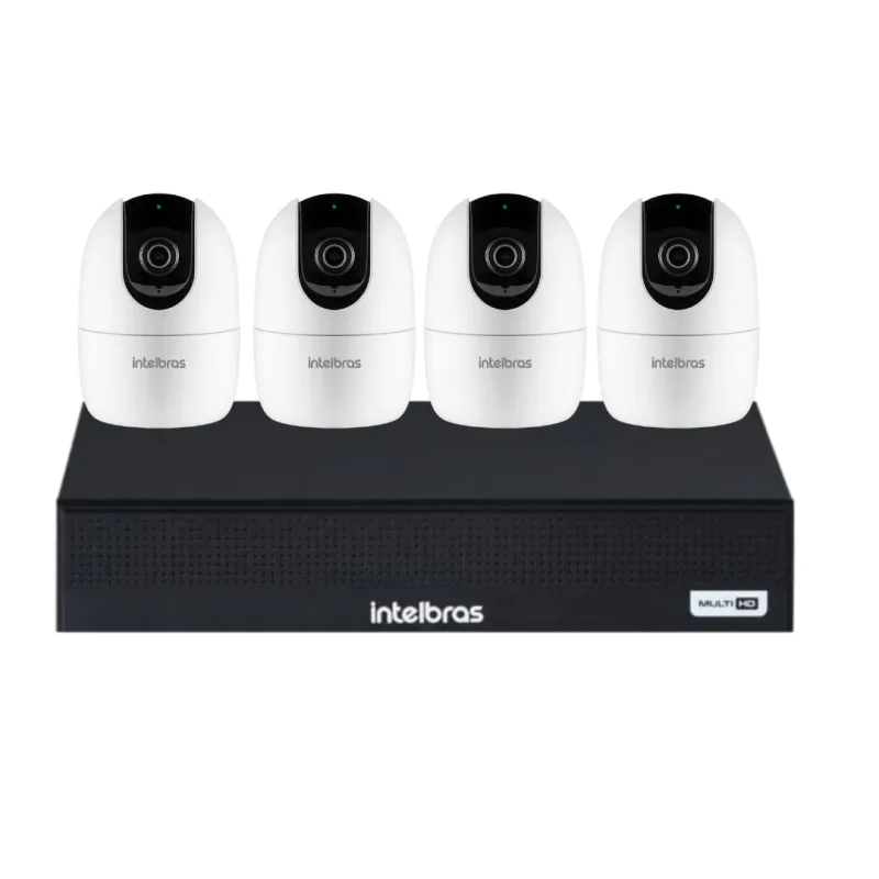 Kit 4 Câmeras Full HD Im4 C Intelbras Branca Nvd 1404 Intelbras Com 4 Canais - Intelbras - Câmeras E Drones