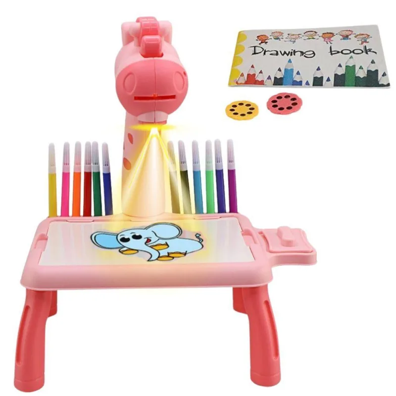 Mesinha Infantil Rosa Com Projetor Desenho E Pintura Interativa