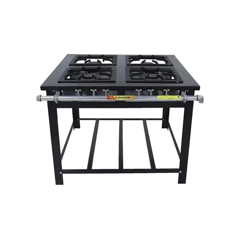 Fogão Industrial M4 Maxi com Queimadores Simples e Duplos Preto Venâncio - VENANCIO - Agro