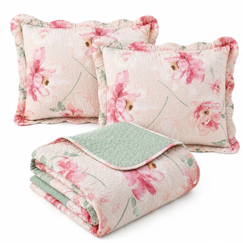 Jogo De Cama Colcha Cobre Leito Dupla Face Acolchoada Macia 3 Peças Casa Dona