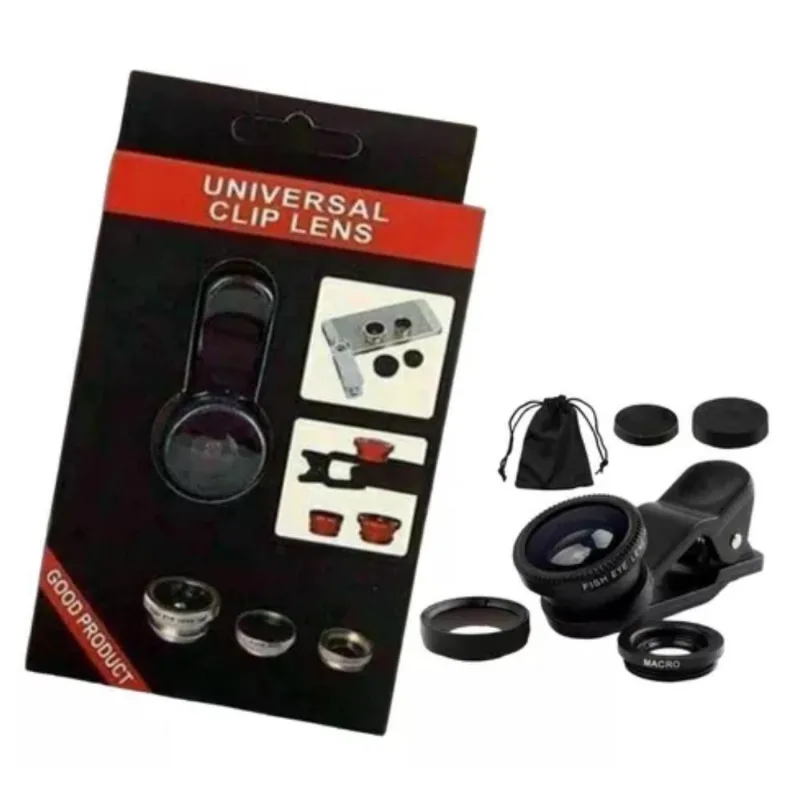 Kit Lente 3 Em 1 Macro Wide Fish Eye Olho De Peixe Universal