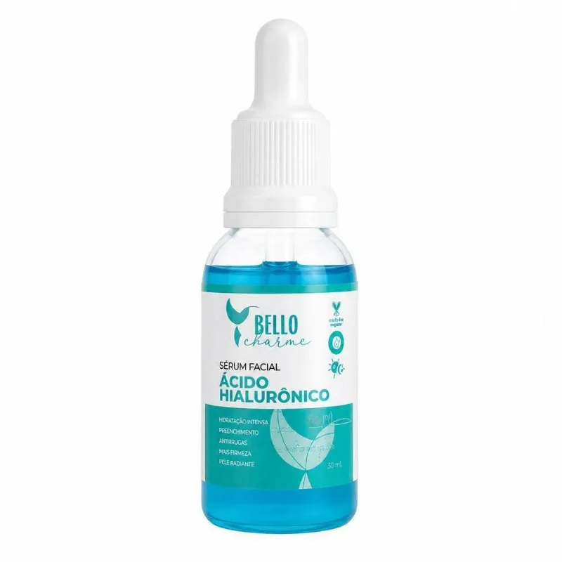 Sérum Facial de Ácido Hialurônico para Hidratação Profunda Textura Leve Vegano 30ml