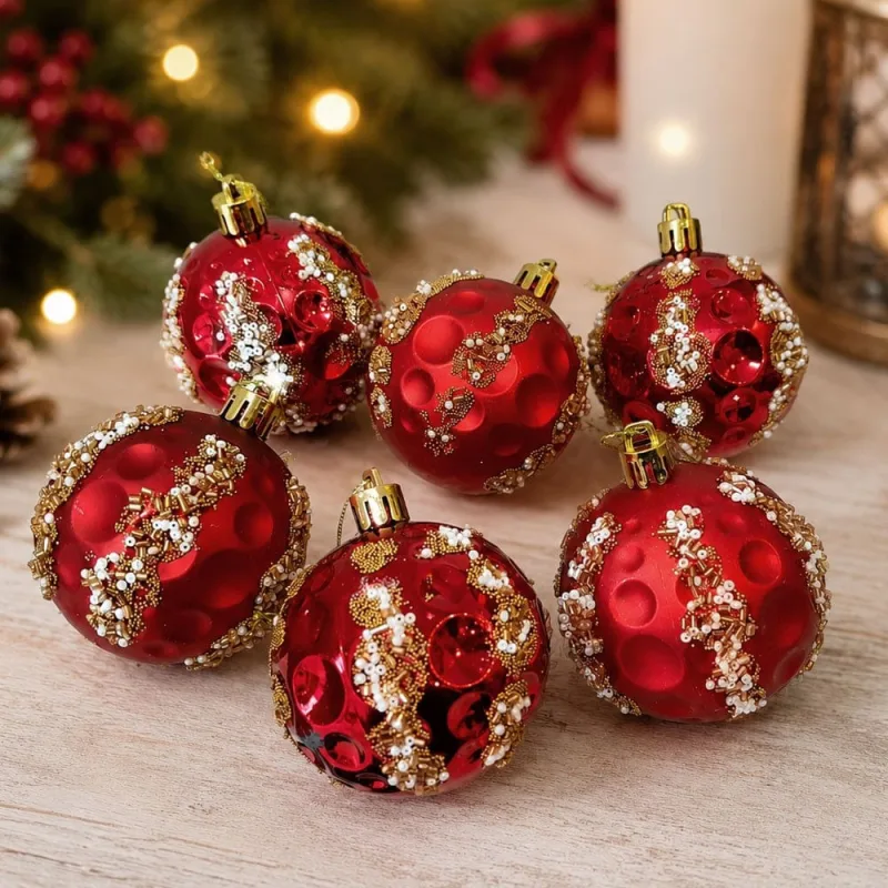 Bola Vermelha Enfeite Árvore Natal Decoração 6cm Kit 36pçs - Genérico - Natal