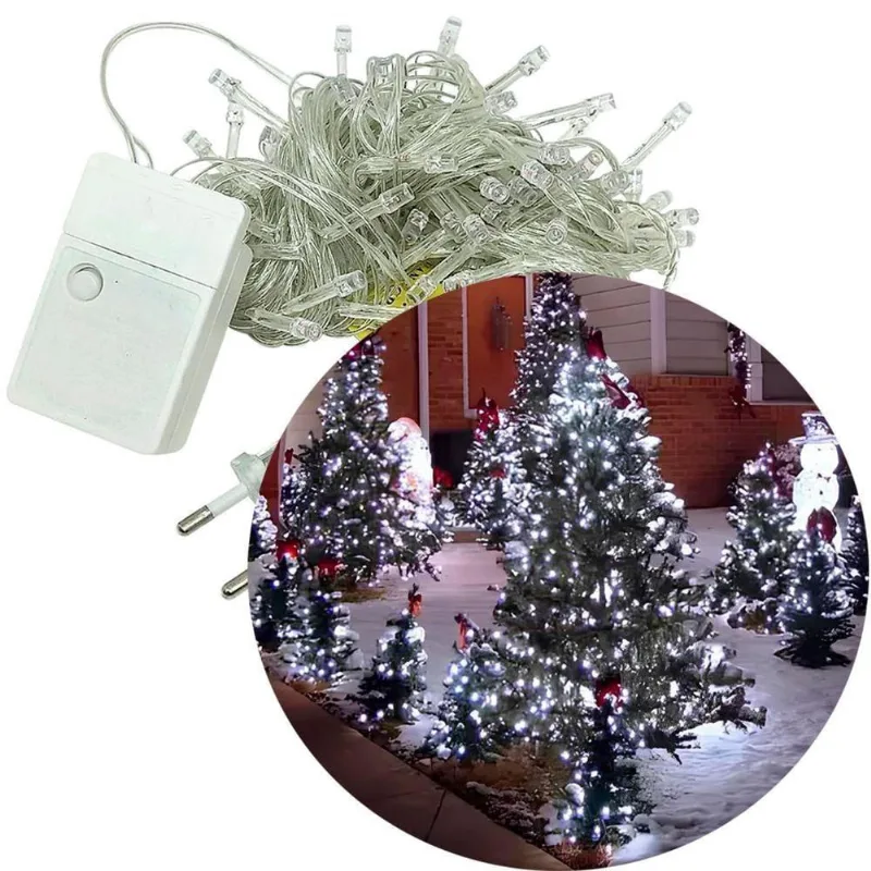 Pisca Cordão 200 Lâmpadas Led Branco 8 Funções 220v De 12m