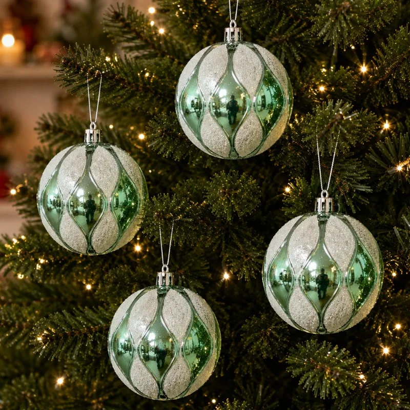 Bola Verde Decoração Pendente Natalino Enfeite 8cm Kit 12pçs