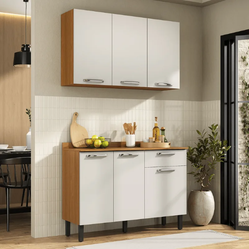Armário de Cozinha Compacta Vegas 120cm Off White Itatiaia