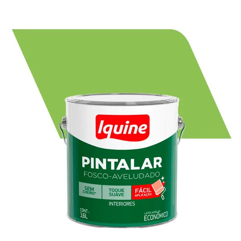 Tinta Acrílica Fosco Aveludado Econômico Pintalar Verde Limão 3,6L - Iquine