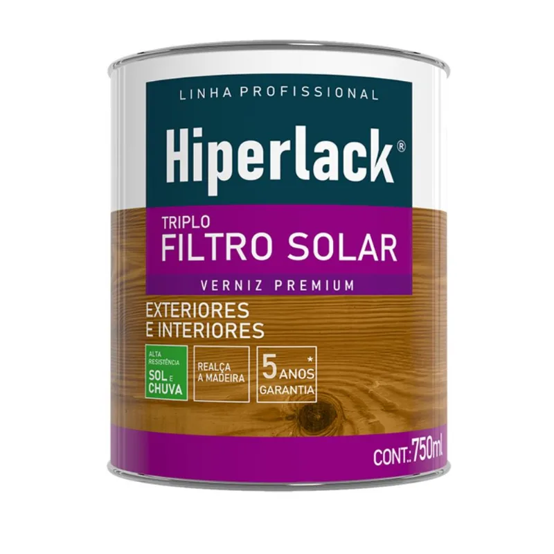 Verniz Triplo Filtro Solar para Madeira Canela 750Ml - Hiperlack