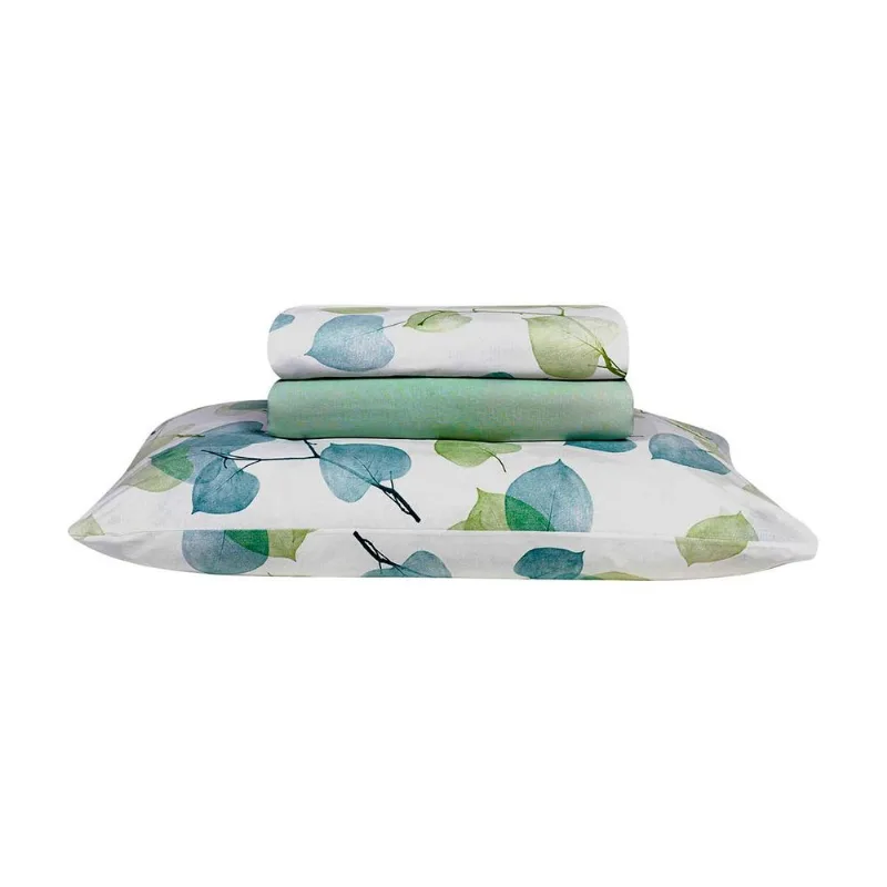 Jogo de Cama Queen Size 150 Fios Santista Prata 4 Peças Foret Verde
