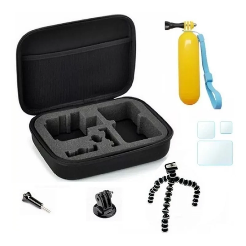 Kit GoPro 8 Estojo Películas De Vidro Boia Tripé Gorilapod
