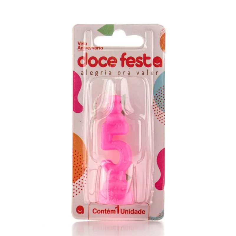 Vela Aniversário Doce Festa Skin Rosa N.5