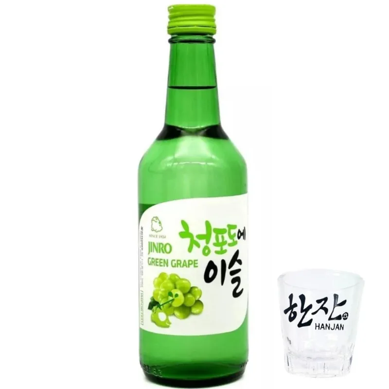 Bebida Coreana Soju Jinro Uva Verde 360Ml + Copo Soju