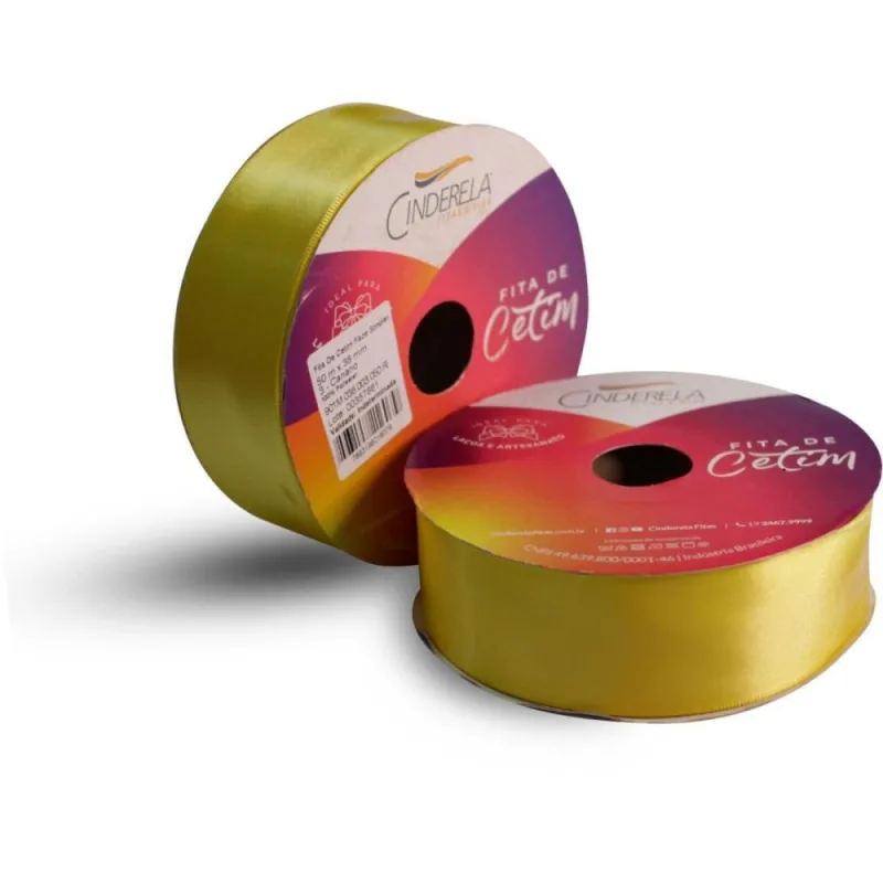 FITA CETIM F S 50M 38MM CANARIO - Cinderela - Artesanato