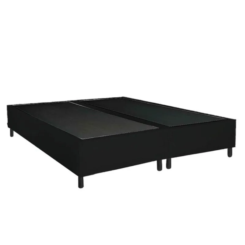 Base Box Queen Bipartido Sintético Preto 38x158x198