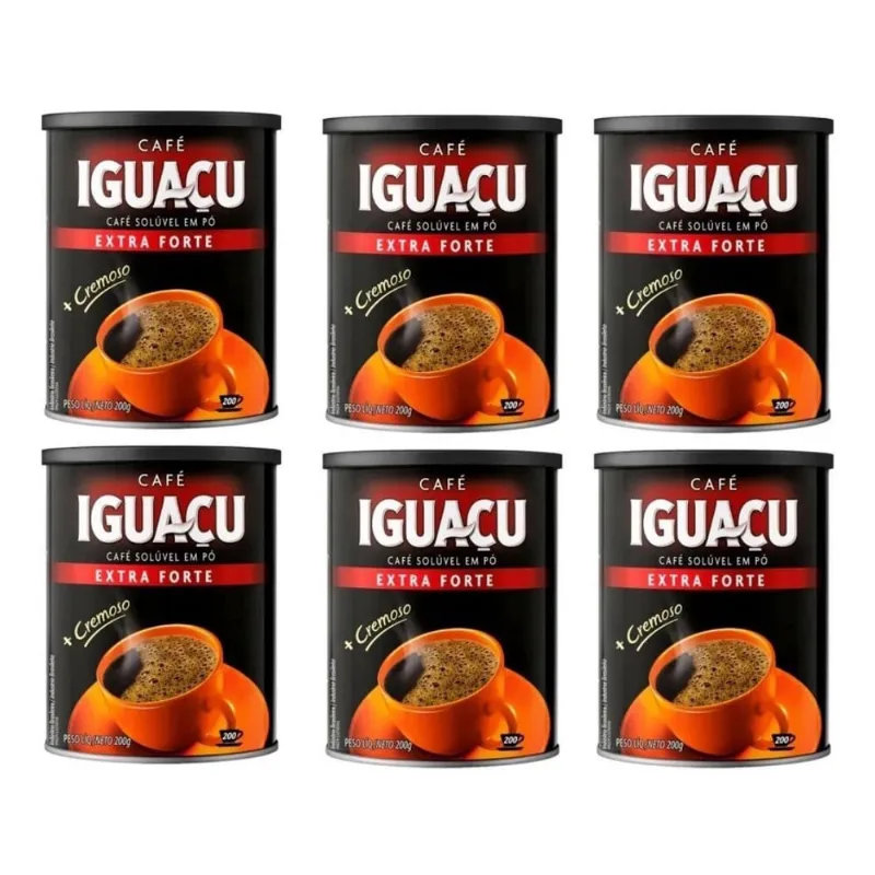 Kit 6 Café Iguaçu Extra Forte Em Pó Solúvel Cremoso - 200G