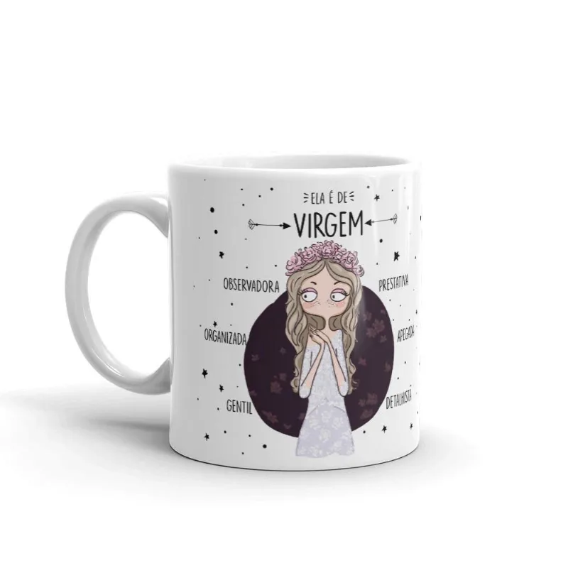 Caneca de Porcelana Ela é de Virgem