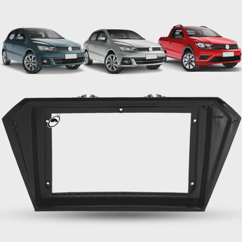 Moldura De Painel 2 Din 9 Polegadas Gol Saveiro Voyage G7 G8 2017 Em Diante - Black Piano
