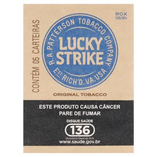 Cigarro Azul Lucky Strike Com 5 Carteiras Box - LUCKY STRIKE - Tabacaria