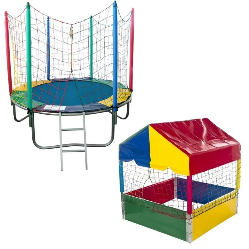 Kit Cama Elástica Pula Pula 1,83m Média + Piscina De Bolinhas 1,00m Infantil Playground - outra marca