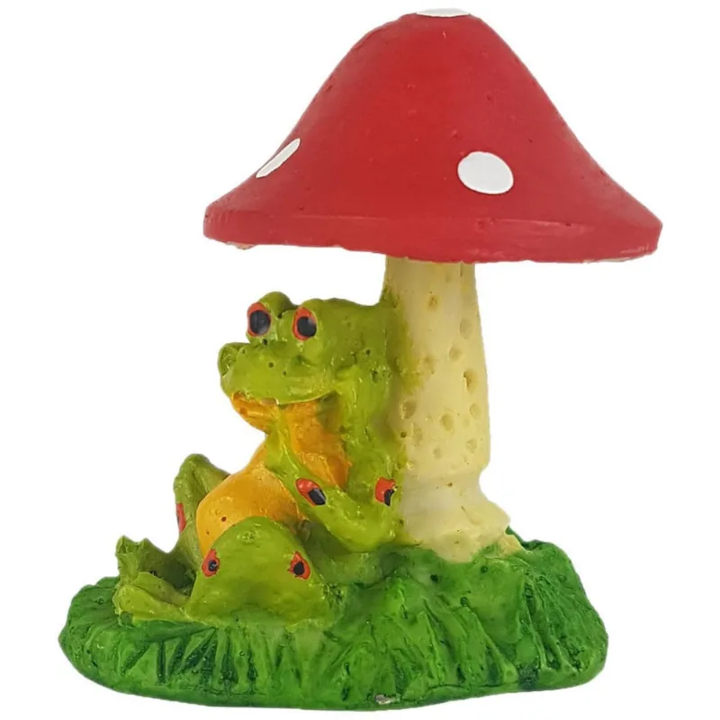 Sapo Em Baixo Do Cogumelo Mini Jardim Enfeite Decoração