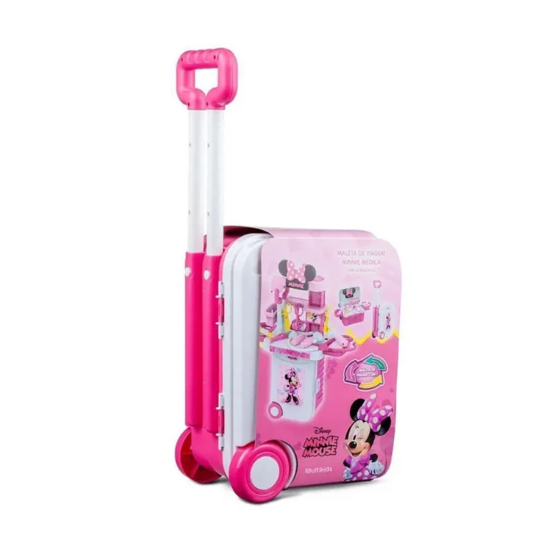 Maleta De Viagem Da Minnie Médico Playset 3 Em 1 Multikids