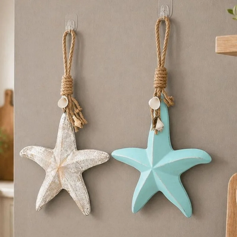 Pendente Estrelas Do Mar Enfeite Casa De Praia 26cm Kit 2pçs