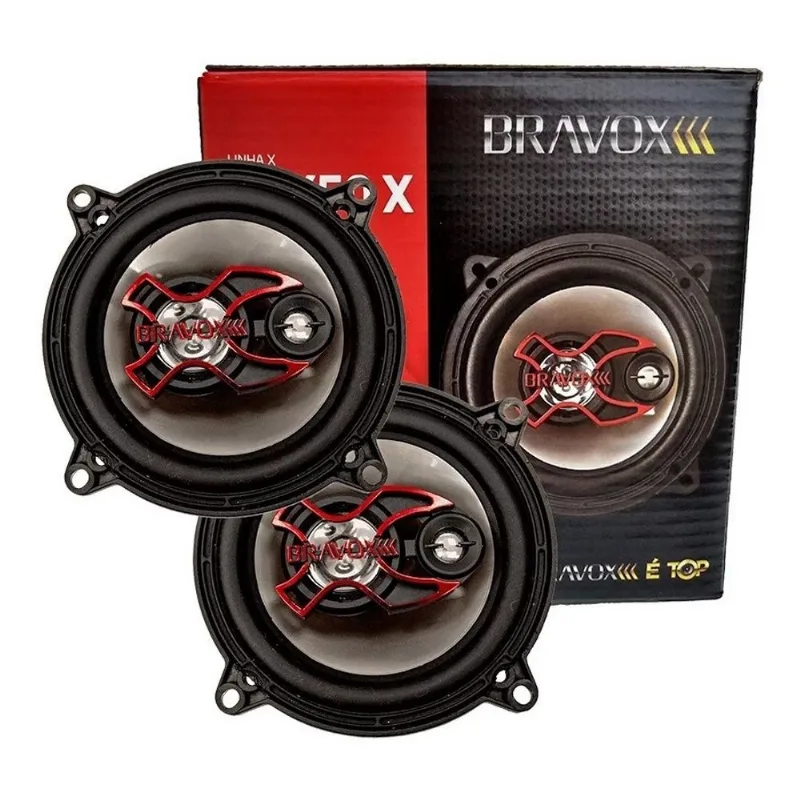 Par de auto falantes 5 polegadas bravox triaxial b3x50x 100 watts rms traseira palio 2014
