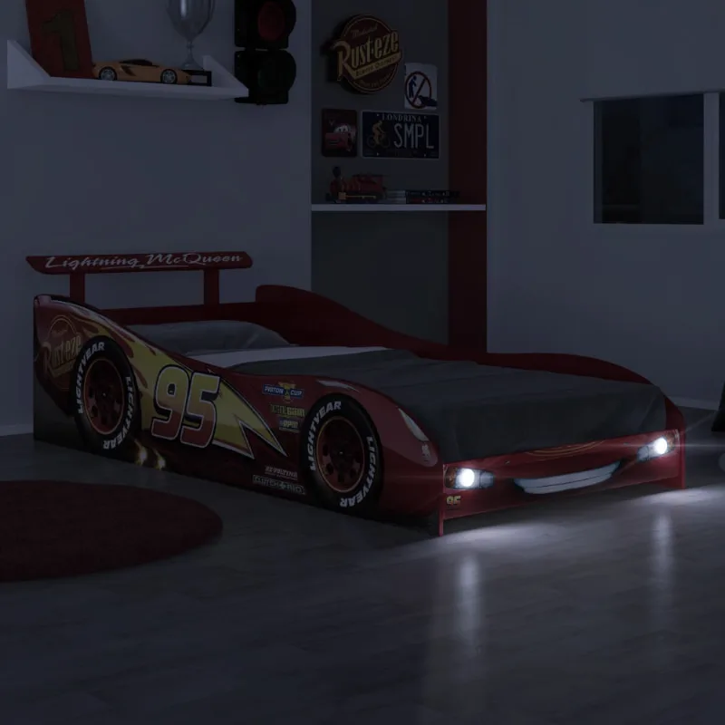 Cama Infantil Carros Disney Plus com Led - Vermelho