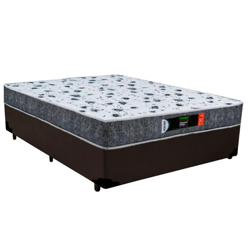 Cama Box Casal + Colchão Ortopédico Resistente Pró D28 Colchões 138x188x60 Cor:marrom