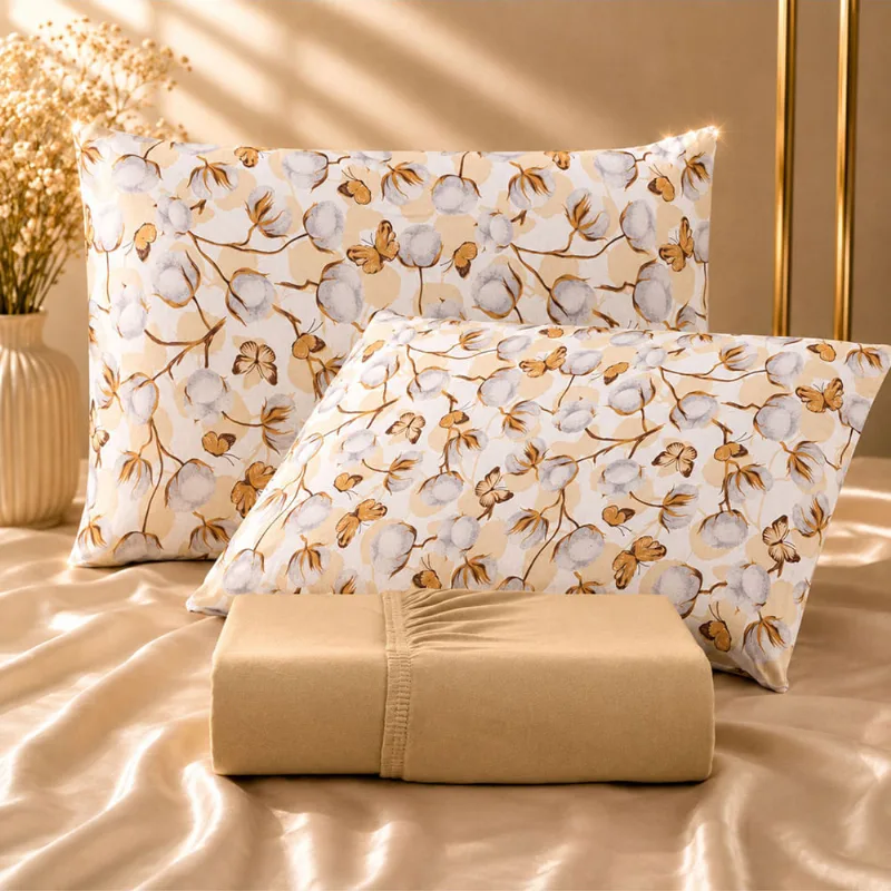 Jogo De Cama Lençol Malha Grossa Fio Penteado 100% Algodão Queen 3 Peças - Algodão