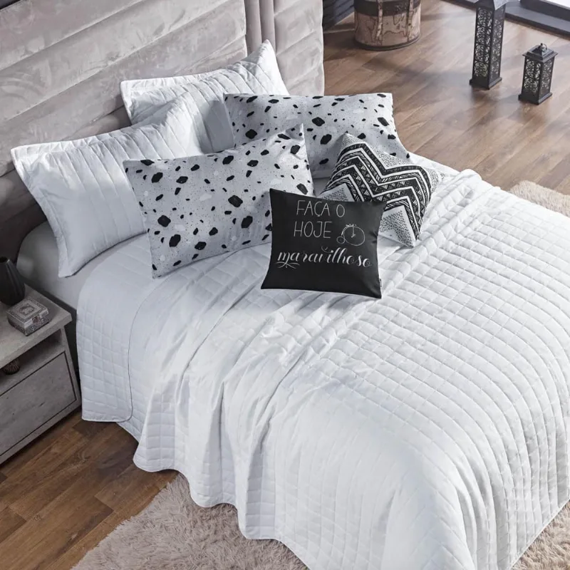 Colcha Cama Queen 7 Peças Basic 300 Fios Branco Ethnic